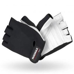MadMax Fitness rukavice Basic 250 - bílé/černé velikost XXL