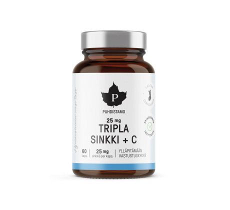 Puhdistamo Triple Zinc 25 mg + Vitamin C  60 kapslí