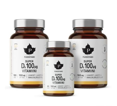 Puhdistamo Super Vitamin D 4000IU 2 x 120 kapslí + 60 kapslí ZDARMA